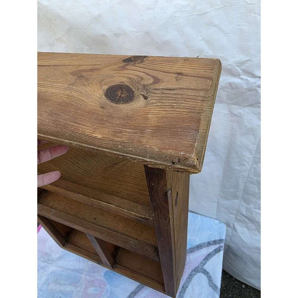 ​Vintage Rustic Wood Wall Shelf Unit – Small Curio Display Cabinet Cubbies 28.5